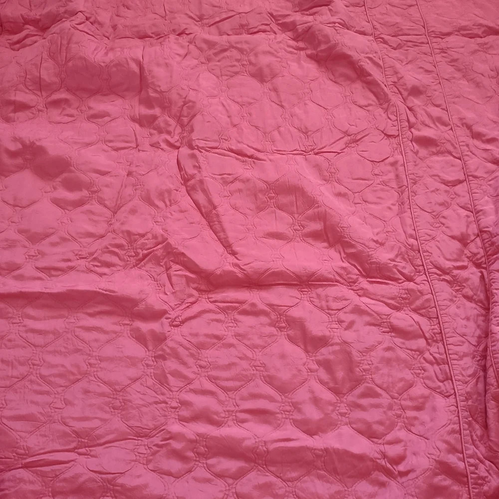 Floral Roses Reversible Pink Bedspread Coverlet Quilt Boho Vintage Style